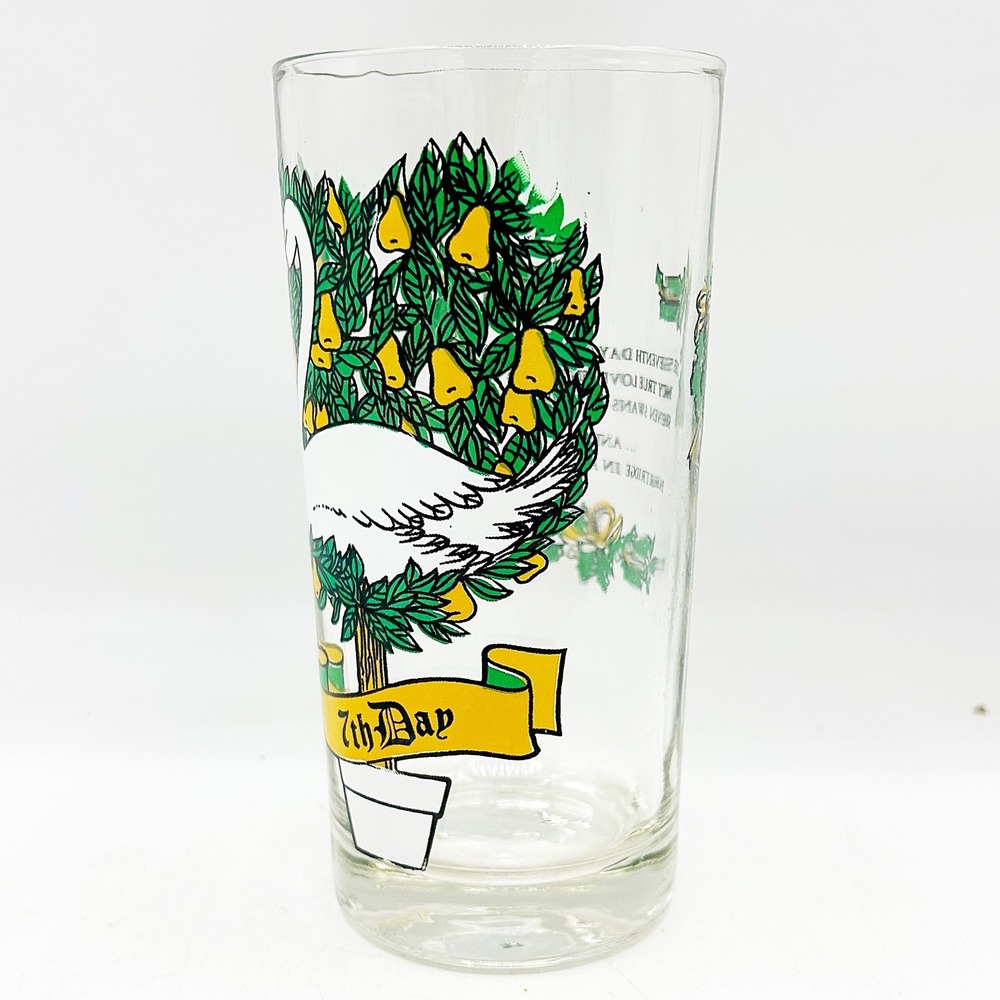 Vintage 7th Day Seven Swans A Swimming 12 Days Christmas Drinking Glass Tumbler - Picture 2 of 7